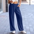 thumbnail image 6 of FRSASU Pants for Women Button Elastic Waist Spring Fall Pants Lightweight Solid Color Trousers with Pockets Navy, 6 of 7