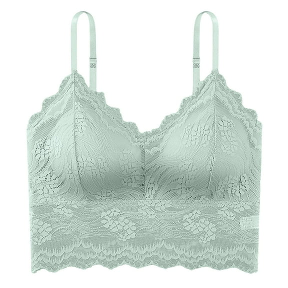 Vedolay Womens Lingerie Pure Comfort Lace Bralette, Padded Pullover Wireless Bra, Our Bralette with Racerback,Green One Size