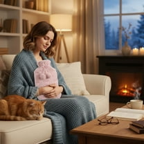 Cute Water Filled Hot Water Bag, Large Capacity Rubber Thermal Bag for Winter, Heat Retention, Soft Velvet Cover, Warm Bed, Body Comfort, Safe and Reusable Hot Water Bag for Home or Office