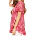 thumbnail image 3 of Sakkas Zoya Marbled Embroidery Cap Sleeves Blouse / Top - Fuchsia - Plus Size, 3 of 5