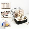 thumbnail image 5 of cyrico Makeup Bag, Large Capacity Travel Cosmetic Bag Organizer, Portable Toiletry Bag for Women, PU Leather Makeup Organizer Storage for Travel with Removable Divider and Handle, 5 of 7