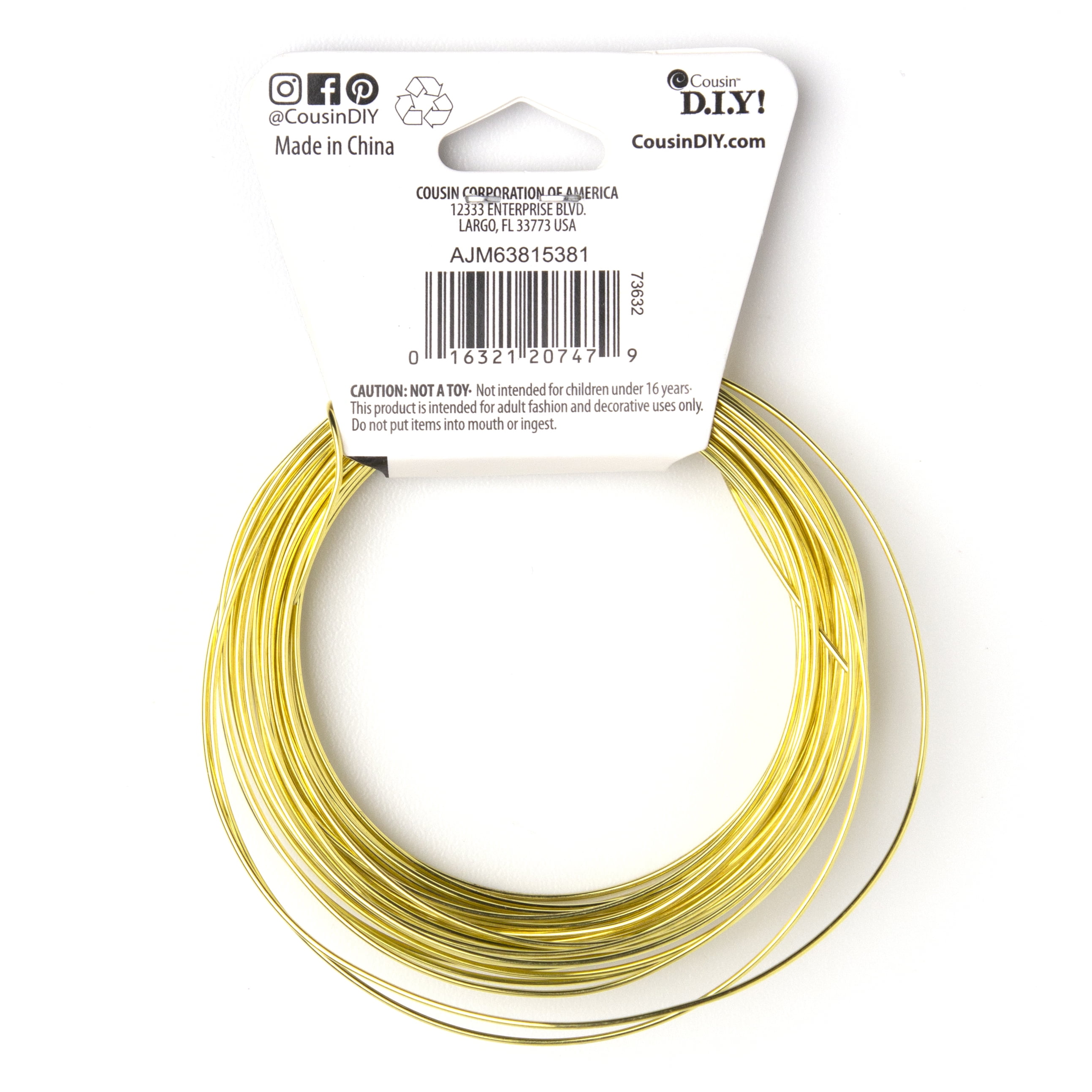 (3 pack) Cousin DIY Coated Copper Wire, Gold Finish, 20 Ga, 24 ft Roll