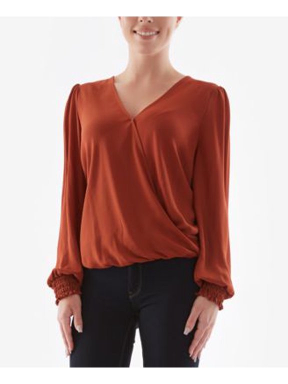 MSRP $39 Bcx Juniors' Puff-Sleeve Blouse Orange Size XS