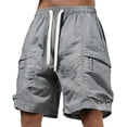 thumbnail image 2 of Wide Leg Cargo Shorts for Men Summer Casual Elastic Waist Lightweight Loose Baggy Shorts with Pockets, 2 of 4