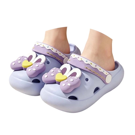 Tfken Summer Toddler Kids Lightweight Classic Clogs Swivel Ankle Strap Bowknot Decoration Print Resistant Sandals Outdoor Casual Footwear Boys Girls Cute Eva Water Shoes Size 6-12 Months Blue