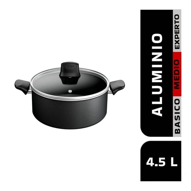 Olla T-fal Hard Titanium Expert 24 cm con Tapa C2784612HTE Negro