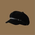 thumbnail image 3 of AJGRHE Classic French Style Beret With Decorative Buckle Detail Soft Slouchy Hat For Everyday Casual Wear Black One Size, 3 of 4