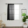 thumbnail image 5 of Yipa Tie Up Window Curtains, Sheer Window Drapes,Short Curtain Scarf,Cafe Kitchen Curtain Valance,Rod Pocket Curtain Panel Black 31.5" Width x47.2" Length 2-Panel, 5 of 8