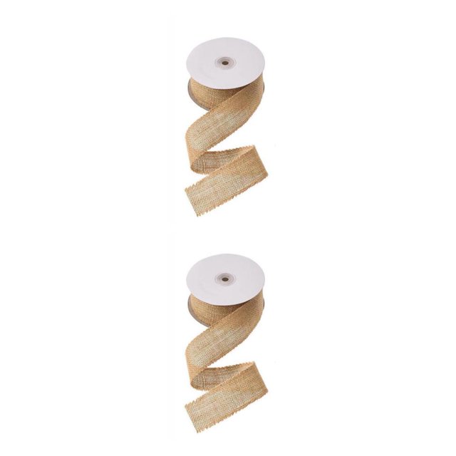 Toystoory Cintas de arpillera de yute natural banda de cincha de fiesta de boda rústica cuerda de hilo DIY envoltura de regalo de Navidad 6cmx9m 2piezas