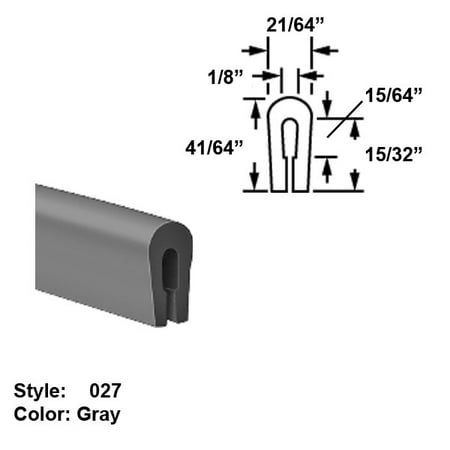 

Slippery MDS-Filled Nylon Plastic U-Channel Push-On Trim Style 027 - Ht. 41/64 x Wd. 21/64 - Gray - 25 ft long
