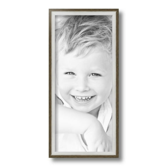 ArtToFrames 7" x 16" Silver with Stained Grey Picture Frame, 7x16 inch Silver Wood Poster Frame (WOM-4767)