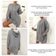 thumbnail image 5 of Vestido sudadera Manga larga Bolsillo Color puro Cuello en V Hasta la rodilla Vestido suéter informal para mujer Gris oscuro M, 5 of 6
