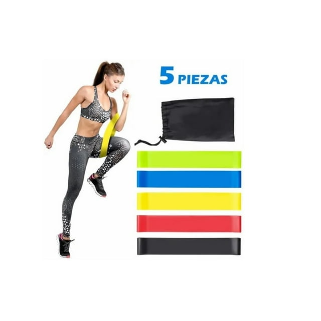 KIT 5 LIGAS DE RESISTENCIA BANDA PARA EJERCICIO Y YOGA GER 5 bandas de diferentes colores según su nivel de resistencia en bolsita para facil transportación