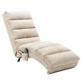thumbnail image 7 of Chaise Lounge Indoor Chair, Massage Recliner Chair with a Side Pocket and Remote Control, Floor Chair, Single Sofa, Modern Long Lounger for Office or Living Room, Beige, 7 of 7