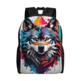 thumbnail image 1 of Fotbe Tie-Dye Wolf Head Mochila de Viaje para Laptop, Mochila Ejecutiva Delgada y Resistente 15.6", 1 of 8