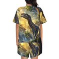 thumbnail image 4 of Womens Pajama Sets With Pocket, Sunshine Jungle Dinosaur Lounge Sets Short Sleeve Sleepwear PJ Sets for Women, 4 of 6