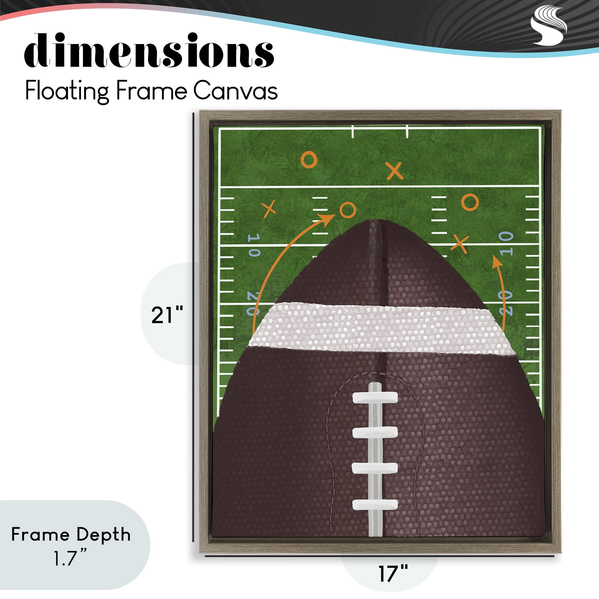 Stupell Industries Football Field Tactics Brown Framed Floater Canvas Wall Art, design by Jennifer Stith