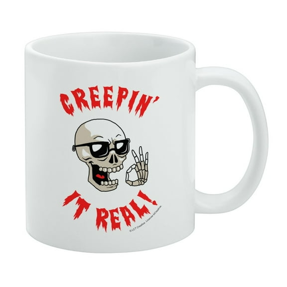 Creepin' It Real Keeping Skull Funny Humor White Mug