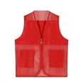 thumbnail image 2 of inlzdz Kids Boys Girls Volunteer Vest Zipper V Neck Sleeveless Tops Mesh Jacket School Camp Red 140, 2 of 9