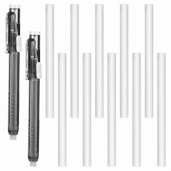 12 Pcs Retractable Mechanical Eraser Pen Pen-Style Erasers Precise Erasing Pens White Pencil Eraser Refill