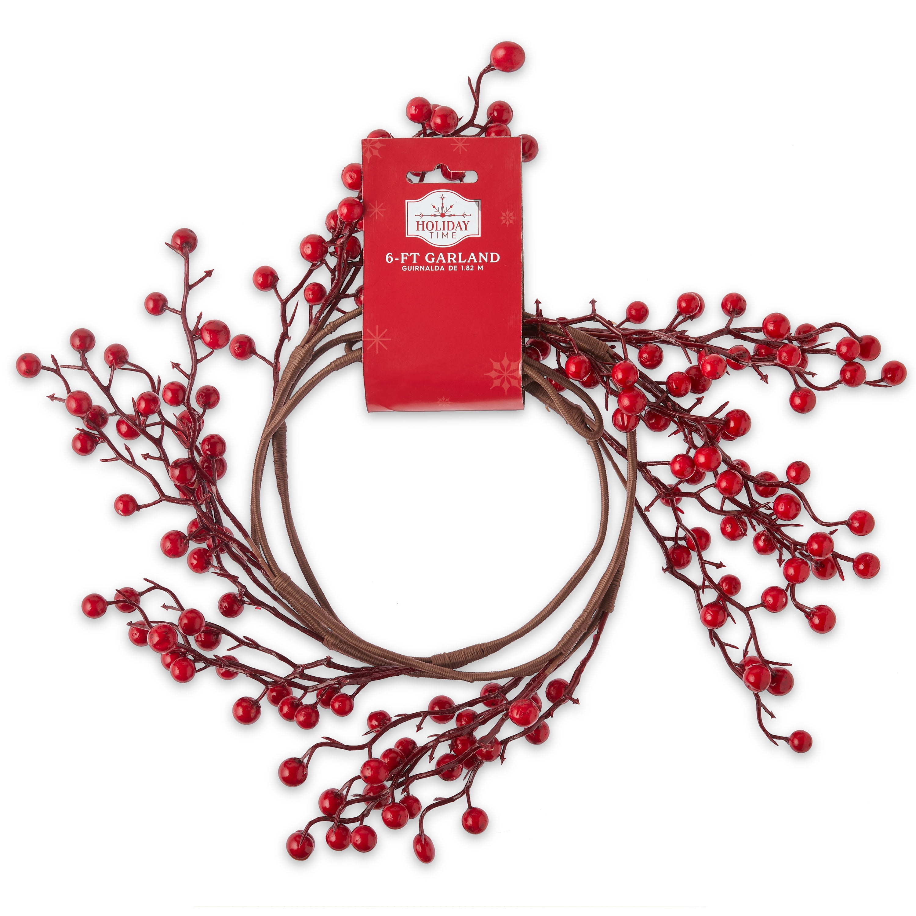 Holiday Time Red Berry Christmas Garland, 72"