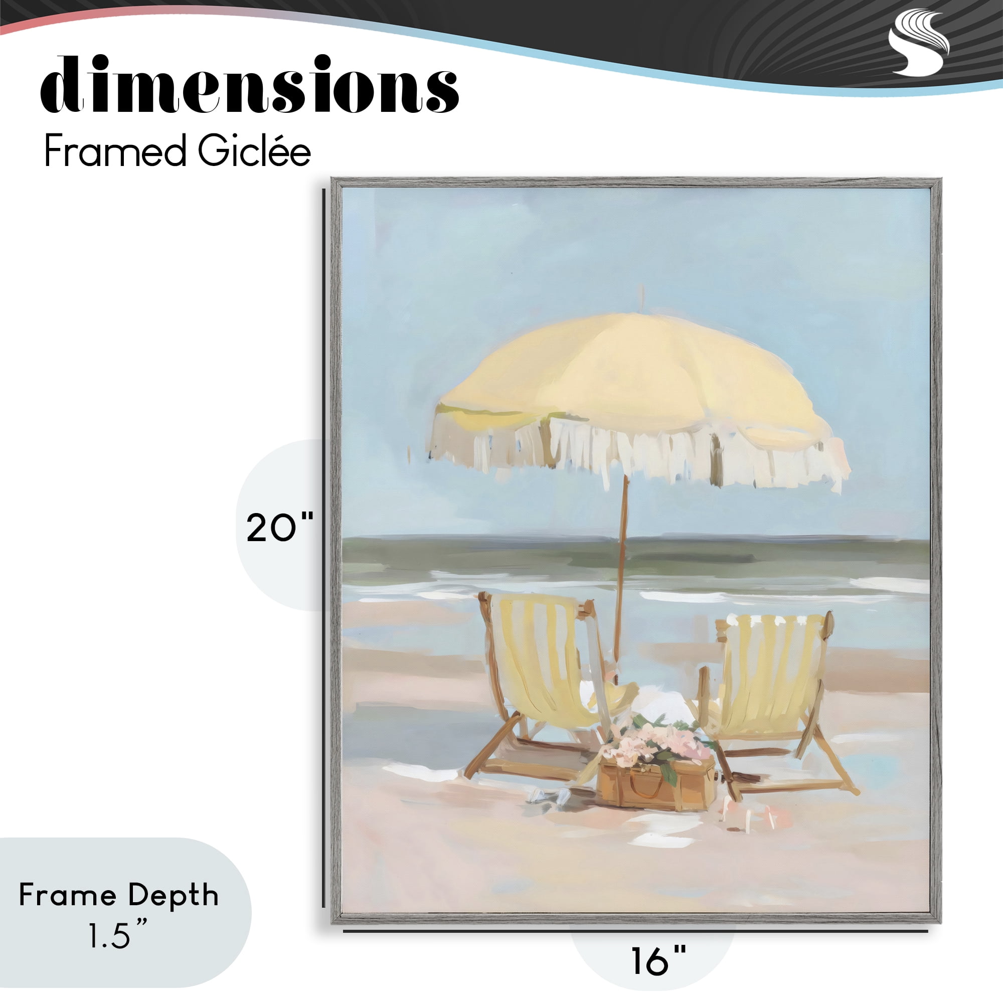 Stupell Industries Yellow Chairs Beach Relaxation Gray Framed Giclee Art, design by Sisi and Seb