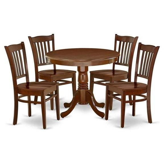 Pemberly Row Antique 5-piece Wood Chairs and Dining Table in Mahogany