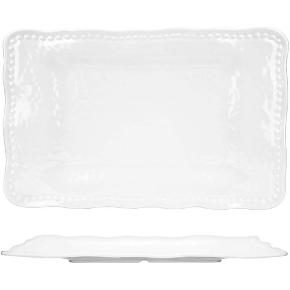 Zainca Melamine Trays, 17-inch Serving Trays and Platters, Set of 2 White