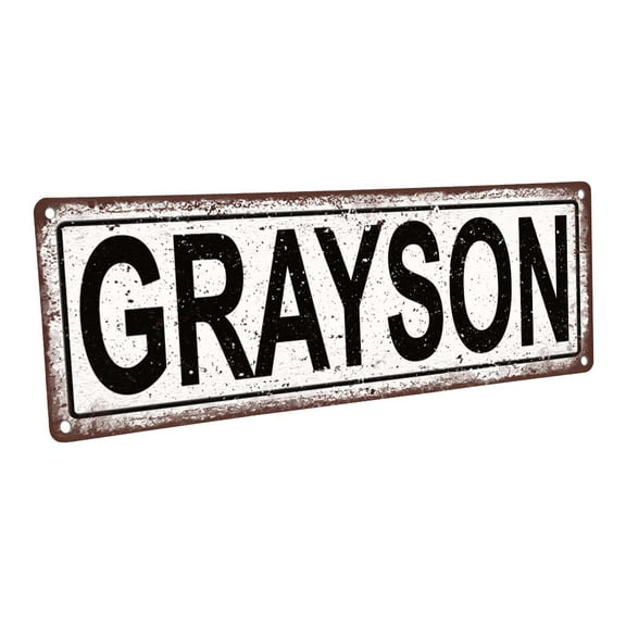 Grayson 4"x12" Metal Sign, Wall Décor for Kids Room and Nursery