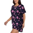 thumbnail image 2 of Fuzoiu Pink Planets And Stars Print Women's Short-Sleeved Pajama Set,Lounge Sleepwear Set,Womens Pajama Sets 2 Piece,Button-Up Top and Shorts with Pockets-XX-Large, 2 of 7