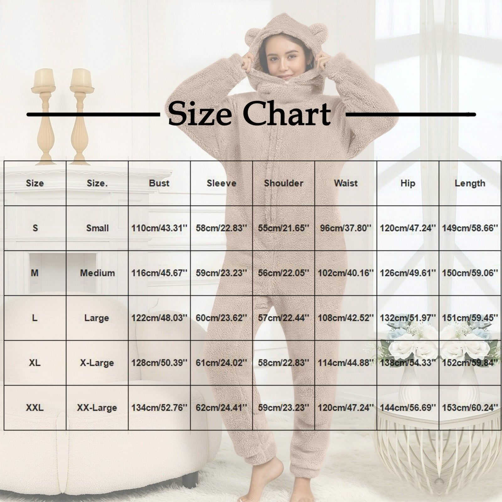 Cadancy Adult Onesies Pajamas for Women Zip Up Long Sleeve Loose Fleece Jumpsuit Cute Bear Hooded Fuzzy Sherpa Winter Warm Rompers with Pockets