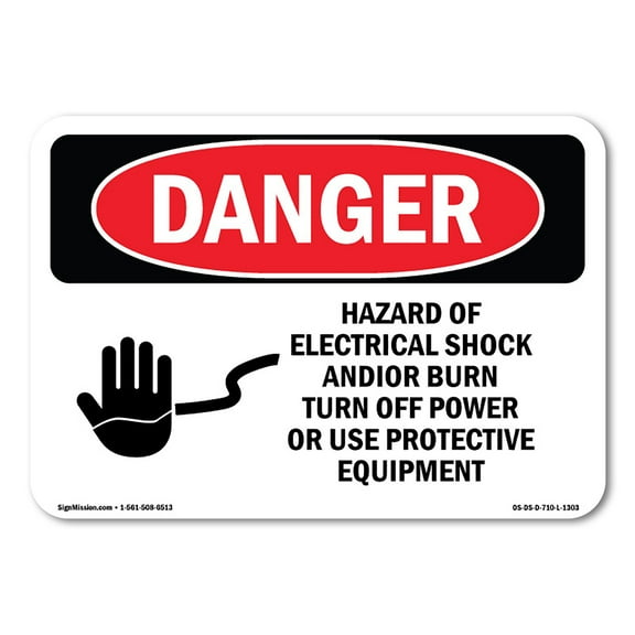 OSHA Danger Sign - Hazard Electrical Shock Burn Turn Off Power | Plastic Sign | Protect Your Business, Construction Site, Shop Area |  Made in The USA