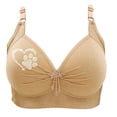 thumbnail image 4 of THDHVS Womens Plus Size Bras,Wireless Bras for Women,Lady's Lace Flower Gathered Together Large Size Daily Bra Underwear No Rims Beige 42, 4 of 4