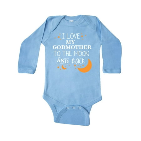 

Inktastic I Love My Godmother To The Moon and Back Gift Baby Boy or Baby Girl Long Sleeve Bodysuit