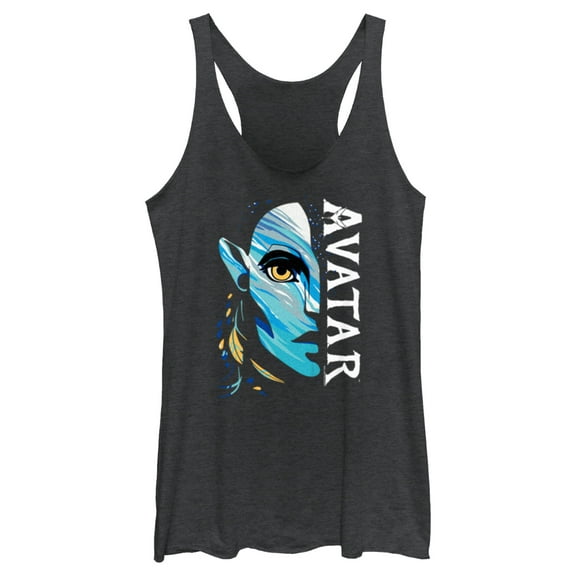 Women's Avatar: The Way of Water Neytiri Half Face Logo  Racerback Tank Top Black Heather Medium