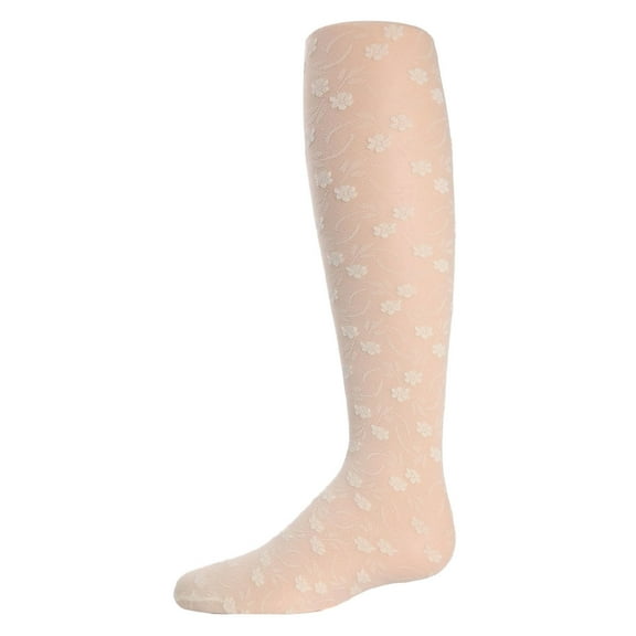 MeMoi Sweet Blossoms Sheer Floral Lace Tights - Girls - Female, 10-12, Ivory