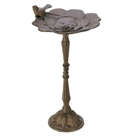 Decorative Fiberglass Birdbath - Decorative Bird Baths, Cast Iron Metal Brown Shallow Bird Bath With Stand