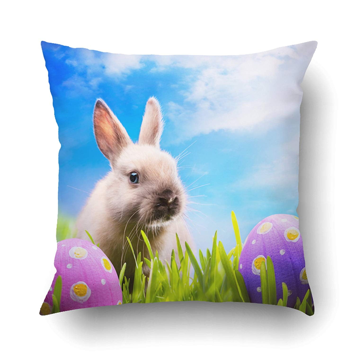 BPBOP Little Easter Bunny On Spring Green Grass Pillowcase Pillow