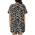 thumbnail image 3 of Naloa Hand Drawn Snake Women's Short-Sleeved Pajama Set, Loungewear, Summer pajamas, Breathable Cozy - Large, 3 of 9