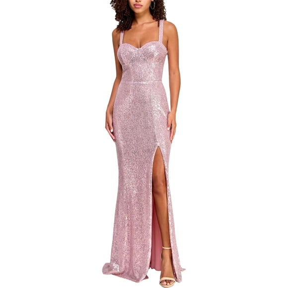 Trixxi Womens Sequin Front Slit Gown Dress, Juniors, 17