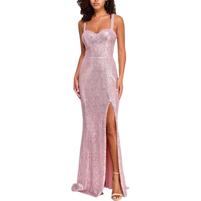 Trixxi Womens Sequin Front Slit Gown Dress, Juniors, 17