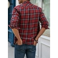 thumbnail image 5 of JMIERR Men Button Down Regular Fit Long Sleeve Plaid Flannel Casual Shirts, 5 of 6