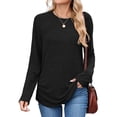 thumbnail image 2 of Womens Sweaters Long Sleeve Shirts Fall Fashion Trendy Tops Ruched Outfits Winter Clothing Black XL, 2 of 9
