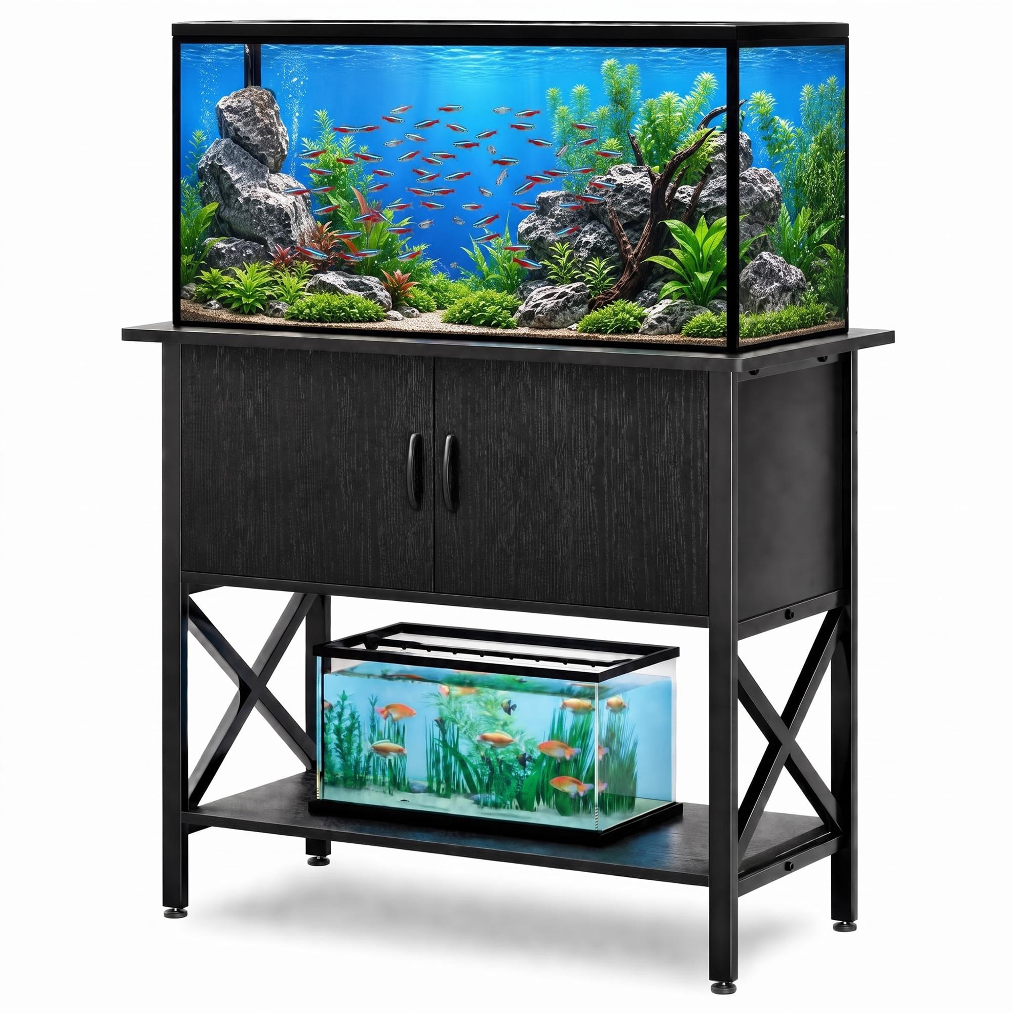 Selooye 55-75 Gallon Fish Tank Stand with Sliding Barn Doors