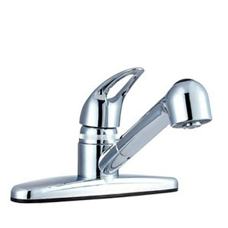 Cp Chrome Laboratory Deck - Dura Faucet DF-PK100-CP Chrome Single Lever Pull-Out Kitchen Faucet