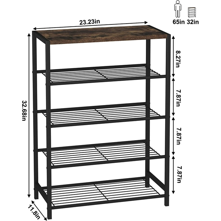 HOMEFORT 3-Tier Shoe Rack, Shoe Storage Shelf, Industrial Shoe Tower,  Narrow Shoe Organizer for Closet Entryway, Small Shoe Rack Table with  Durable