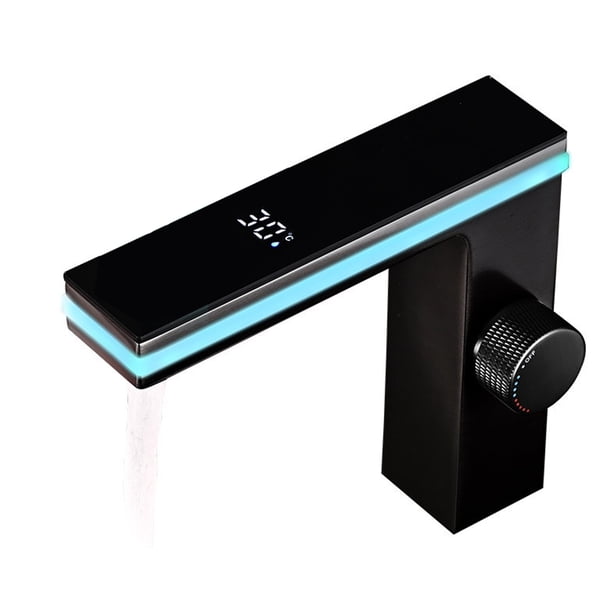 Bearachild Grifo de lavabo con luz ambiental envolvente con pantalla digital inteligente desmontable y fácil de limpiar. Cocina y Comedor tipo+1 tubería de agua de 60 cm