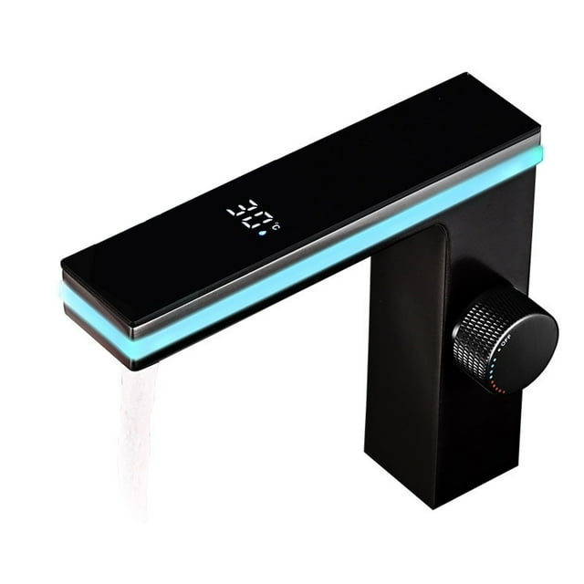 ZheElen Shaped Foaming Water Intelligent Digital Display Faucet Light Surround: Enhance Rounded Handle Has