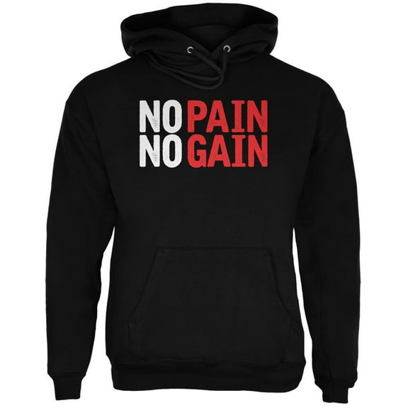 No Pain No Gain Black Adult Hoodie - Large
