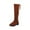 Brown, variant on WREESH Girls' Suede Knee-High Boots with Zip-Up: New Fall/Winter Mid Size High Top Princess Over-Knee Cotton Boots Brown